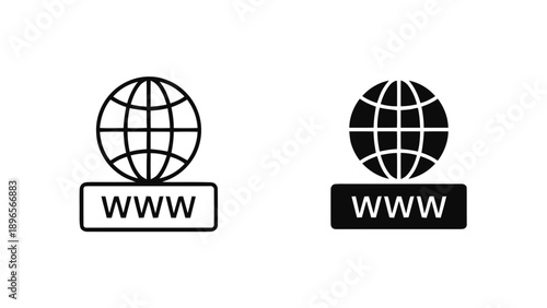 Vector illustration of World Wide Web globe icon for internet access and online communication, on transparent background
