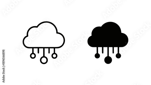 Vector illustration of innovative cloud technology data transfer and storage system icons, on transparent background