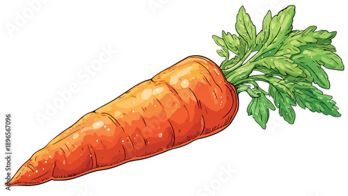 Detailed Cartoon Style Vector Illustration of a Carrot for Various Design Projects