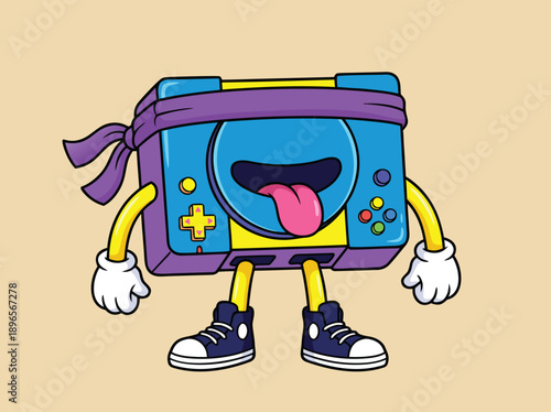 Retro Gaming Console Character with a Funky Style.
