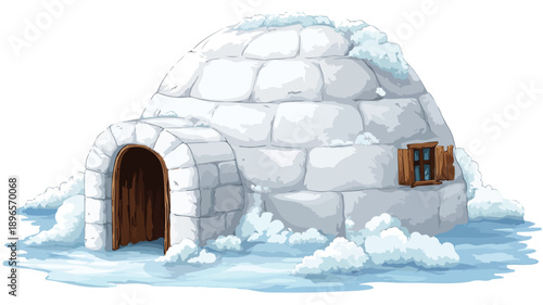 Igloo Clipart Vector Art and Illustration with Outline