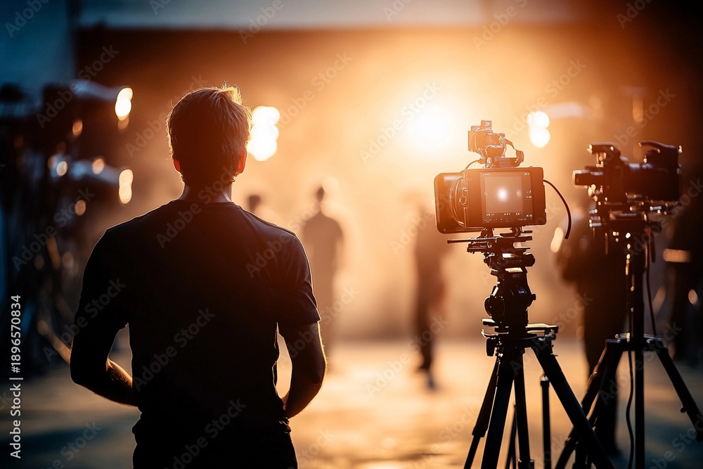 Fototapeta premium filmmaker directing scene on movie set