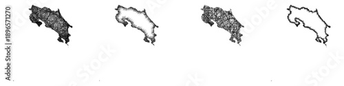 Sketch Costa Rica map design set