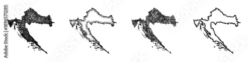 Sketch Croatia map design set
