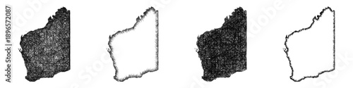 Sketch Western Australia map design set