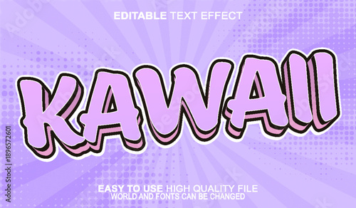  Cute Kawaii Adorable Sweet Playful Vector Fully Editable Smart Object Text Effect