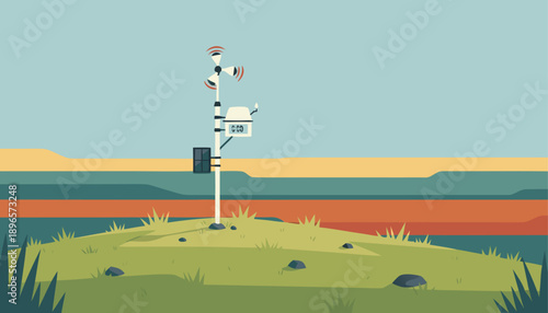 Weather Station on Grassy Hill with Horizon.