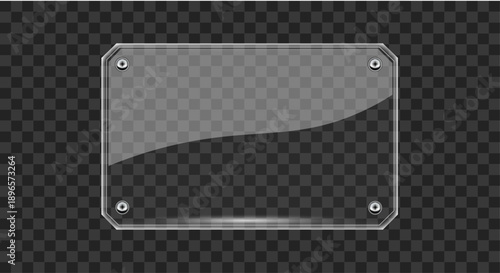 Premium 3D Glassmorphism Square Mirror Plate Realistic Translucent Glass Card with Rounded Corners and Glowing Edges for Modern Web Dashboard and UI Design