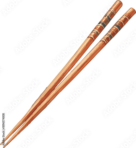 Vector watercolor painted illustration of chopsticks