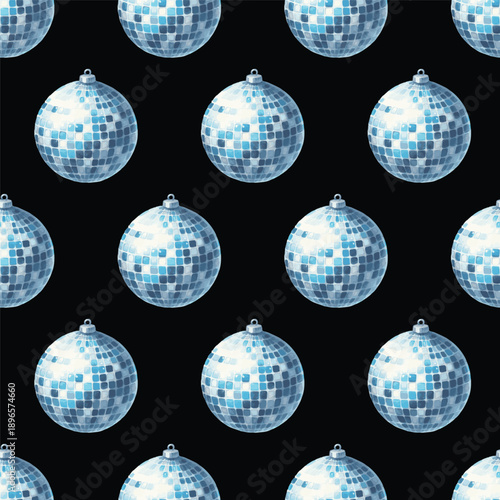 vector seamless pattern with disco balls