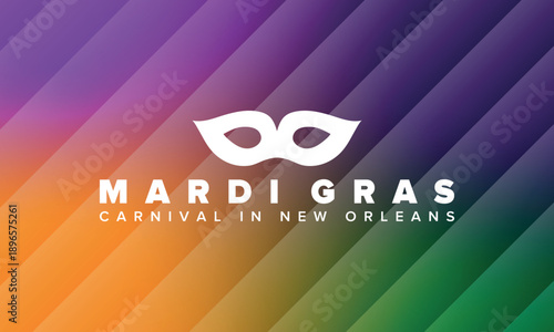 Mardi Gras Carnival in New Orleans. Fat Tuesday. Traditional holiday, celebration annual. Folk festival, costume masquerade, fun party. Carnival mask. Poster, card, banner and background. Vector