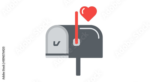 Mailbox with red flag and heart.