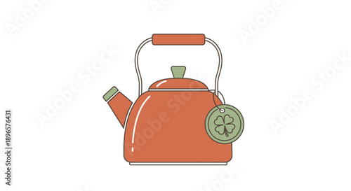 Vintage Orange Tea Kettle Design.
