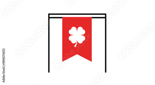Red Flag with White Four Leaf Clover.