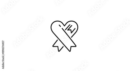 Heart with broken ribbon symbol.