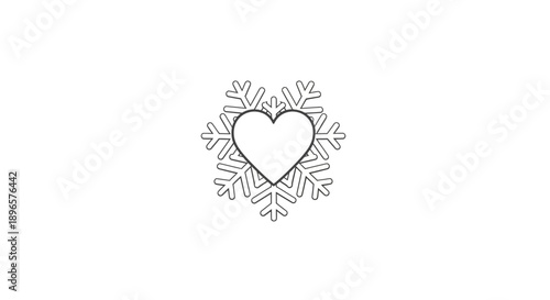 Heart Shape Snowflake Design Element.