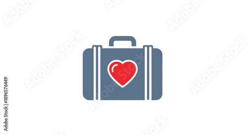 Luggage with a heart symbol.