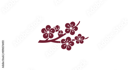 Cherry Blossom Flower Branch Design.
