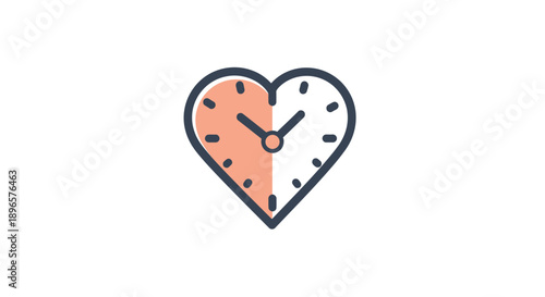 Heart shaped clock with hands.
