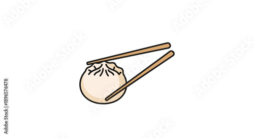 Dumpling with chopsticks food closeup.