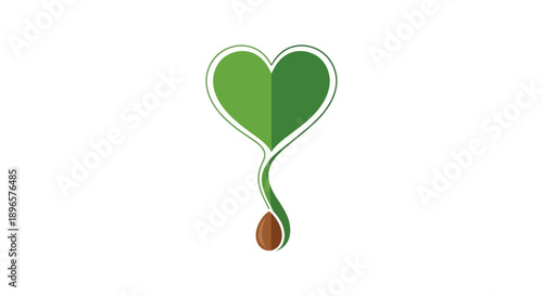 Green Heart Shaped Leaf Icon.