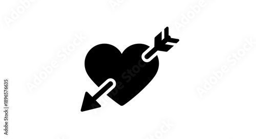 Black heart pierced by arrow symbol.