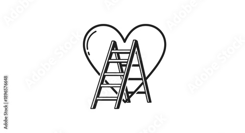 Ladder with heart symbol design.