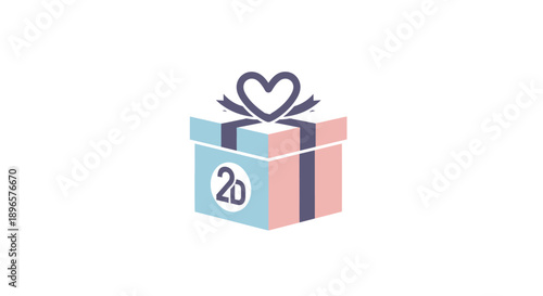 Colorful gift box with heart.