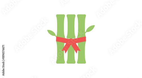 Bamboo Stems with Red Ribbon.