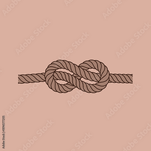 Rope knot in simple design on coral background  