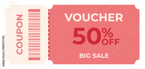 50% off coupons template for promotions, discounts, sales, social media, and stores in vector format