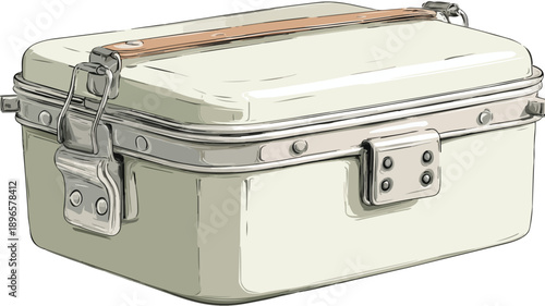 Professional Cartoon Tiffin Box Isolated on White Background Image