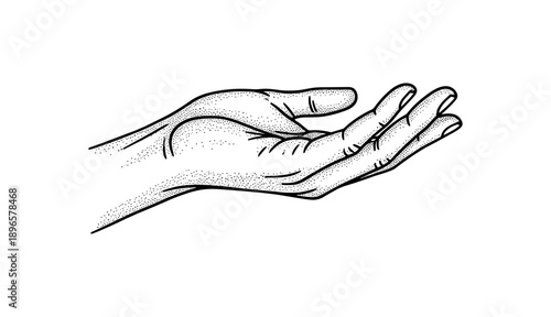 Detailed dotwork hand gesture in retro style