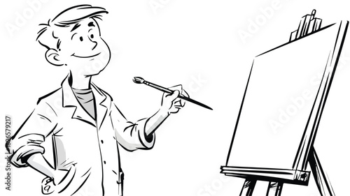 Professional Male Cartoon Artist Painter Vector Illustration