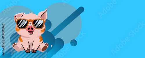 Abstract background with empty space depicting a cute pig wearing glasses.for cover and ampao.