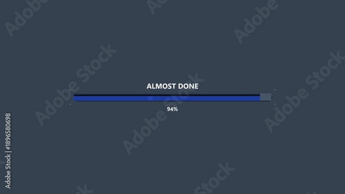 Progress bar loading animation showing completion at nearly full capacity during a digital task