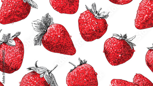 Vibrant Strawberry Fruit Seamless Pattern Vector Art and Illustration Design