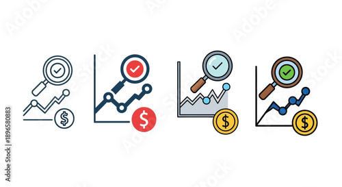 Finance icons mix sheet (72) eps illustration showcasing various financial analysis concepts and symbols from a straightforward viewpoint