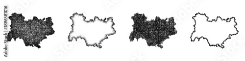 Sketch Auvergne-Rhone-Alpes map design set