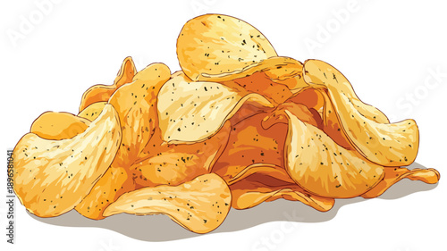 Delicious Potato Chips Clipart Vector Art and Illustration for Snack Packaging Design