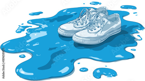 Professional Vector Illustration Showing Water on Floor Accidents