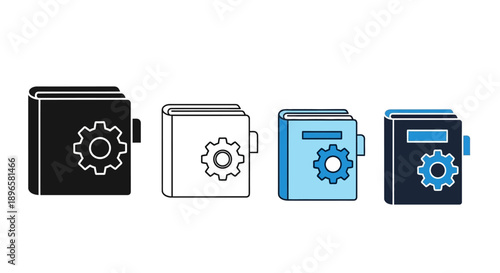 Set of icons representing mix sheet in various formats and colors, showcasing different styles and designs in a row.
