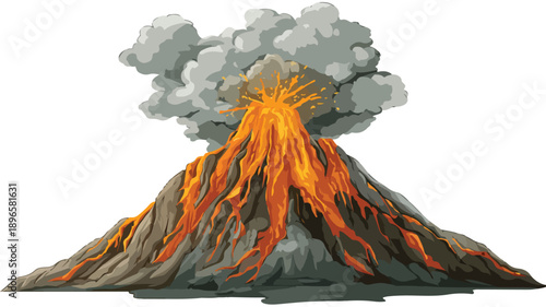 Colorful Volcano Cartoon Style Vector Illustration for Design Projects