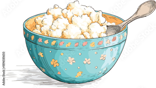 Whimsical Curd Bowl Cartoon Vector Illustration for Creative Designs