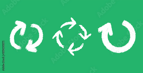 Recycle and reuse symbols icon. Eco friendly and ecology concept for bio product and your natural cosmetics. grunge brush drawn emblems.