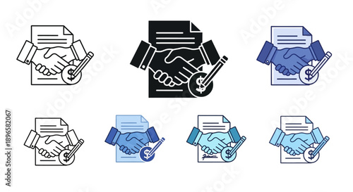 Diverse icons representing various file formats and actions displayed on a clean sheet