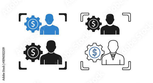 Collection of professional icons representing financial transactions and business partnerships in a modern design style