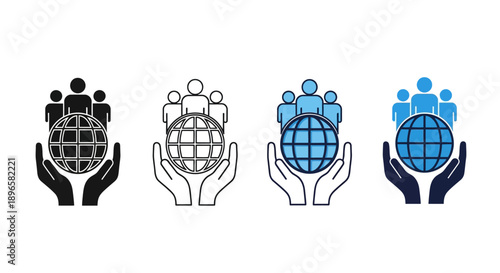 Diverse people icons mix sheet with global cooperation theme in various styles and colors on a visual representation