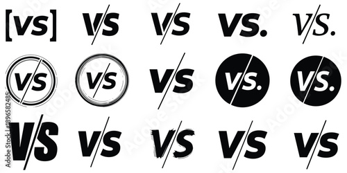 Collection of Versus VS Symbols and Icons in Various Styles Keywords: versus, vs, competition, challenge, opposition, conflict