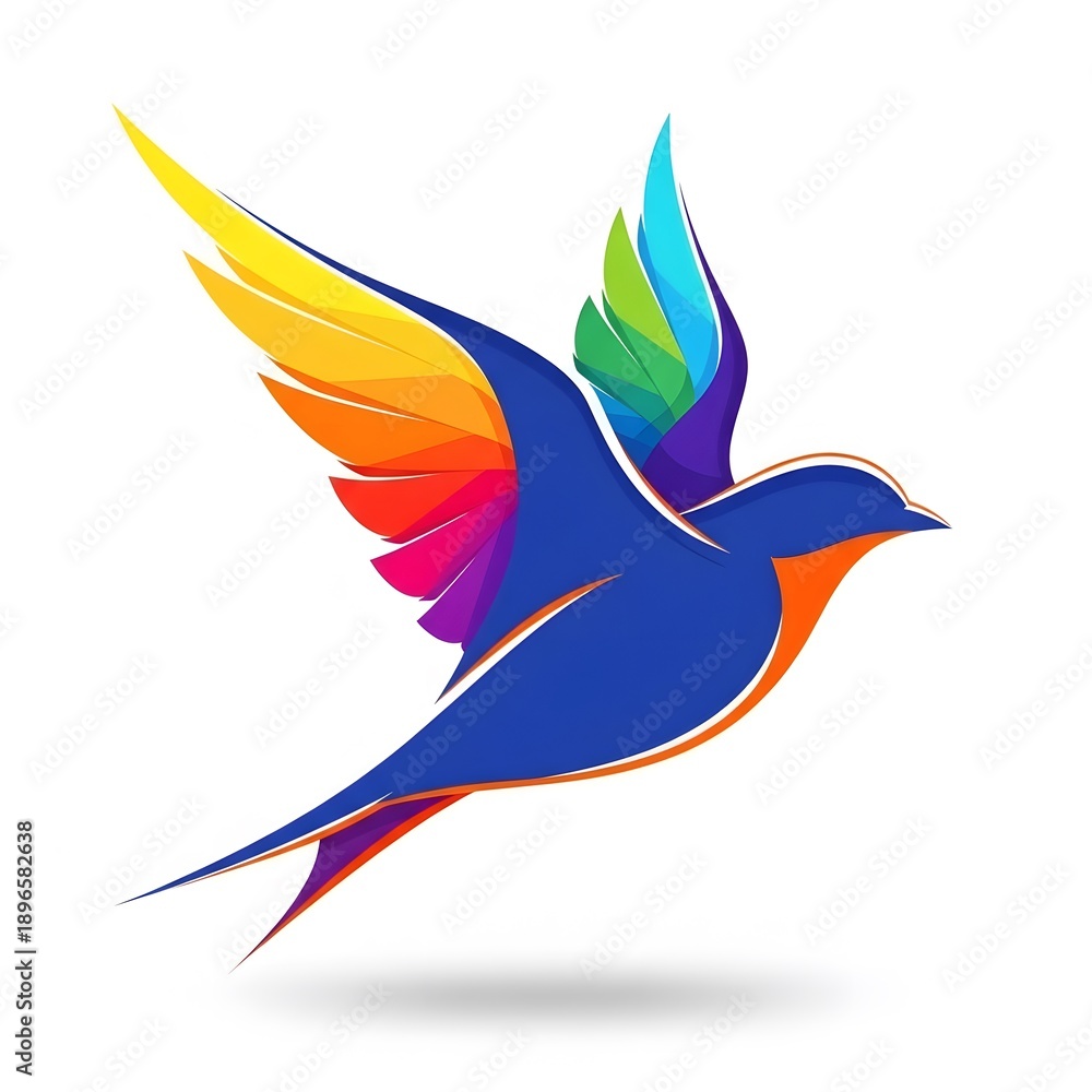 Obraz premium Vibrant Abstract Bird Logo Design Flying Isolated on White Background